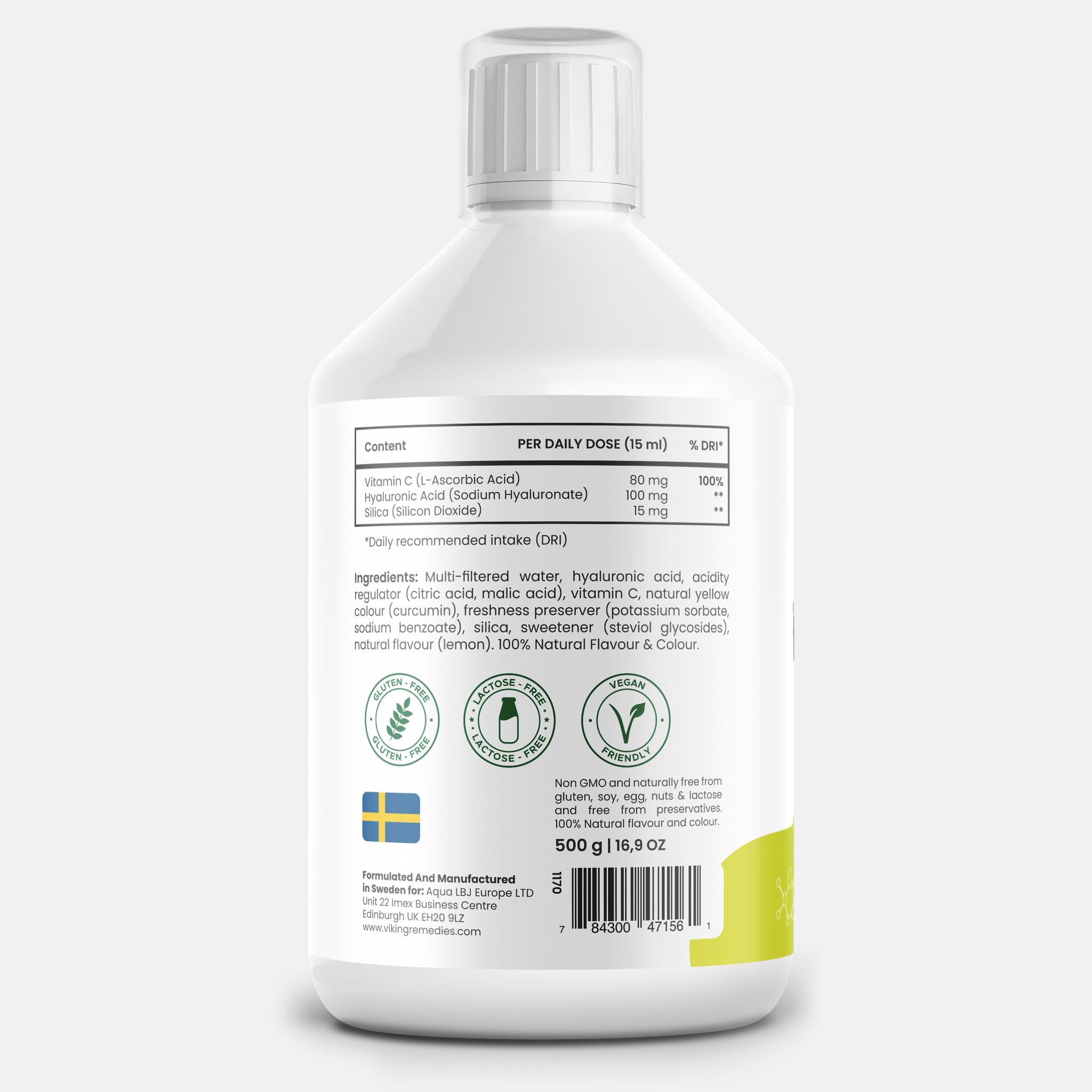 Premium Hyaluronic Acid 200mg liquid 500ml – daily supplement for youthful skin, healthy joints, and overall hydration.