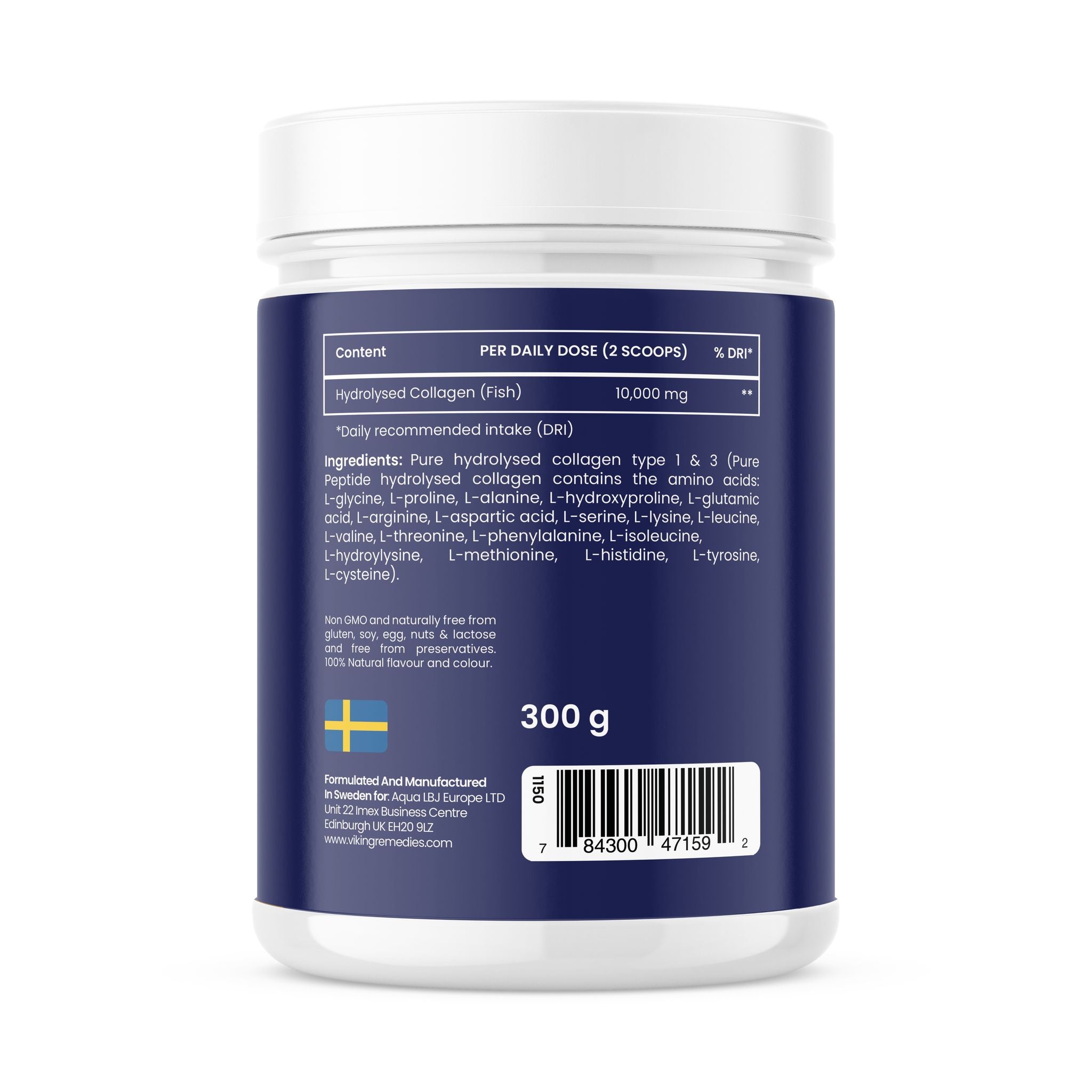Double pack of Viking Remedies Marine Collagen Powder, 300 grams per bottle, premium collagen peptides for beauty and wellness. UK-based brand offering quick online orders and nationwide delivery.