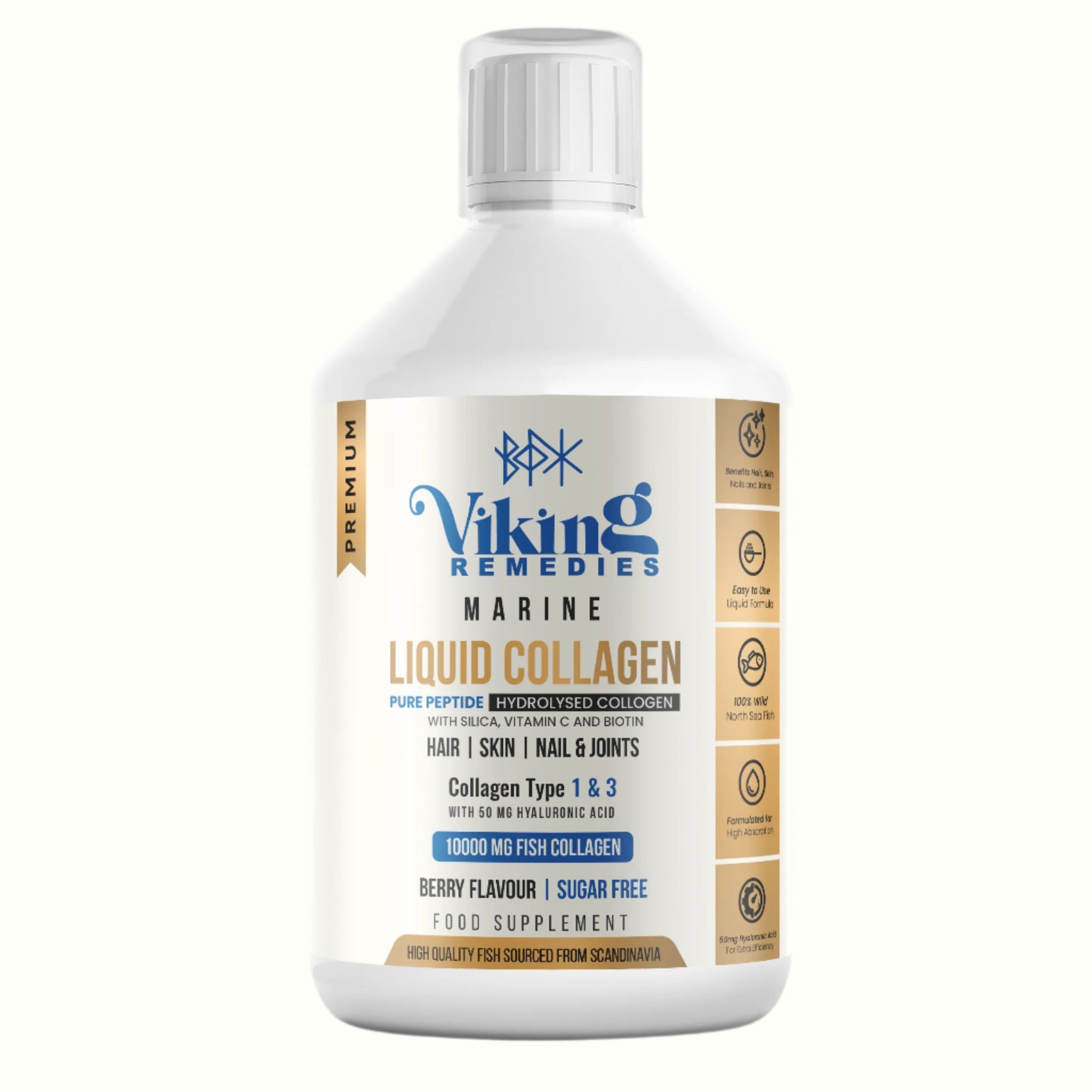 Marine Collagen Liquid 500ml bottle – premium collagen supplement for skin, hair, nails, and joint health in berry flavour.