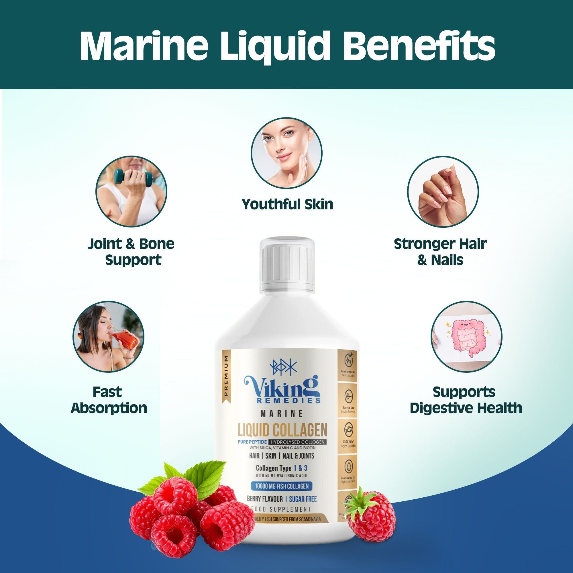Marine Collagen Liquid 500ml supplement – high-strength formula for beauty from within, with essential amino acids for skin and joints.