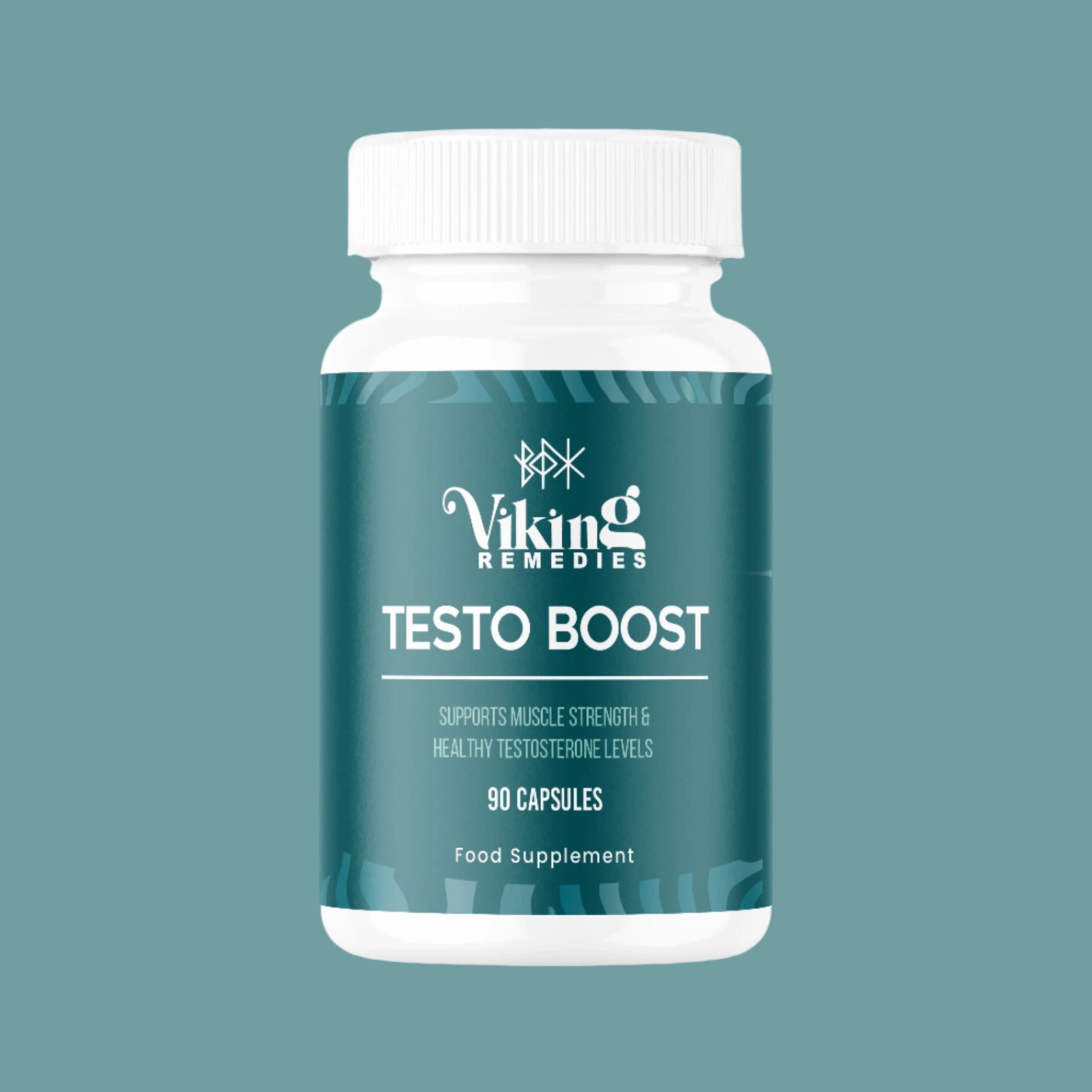 Viking Remedies TestoBoost bottle - natural testosterone supplement for men, supports energy, stamina, and muscle growth.