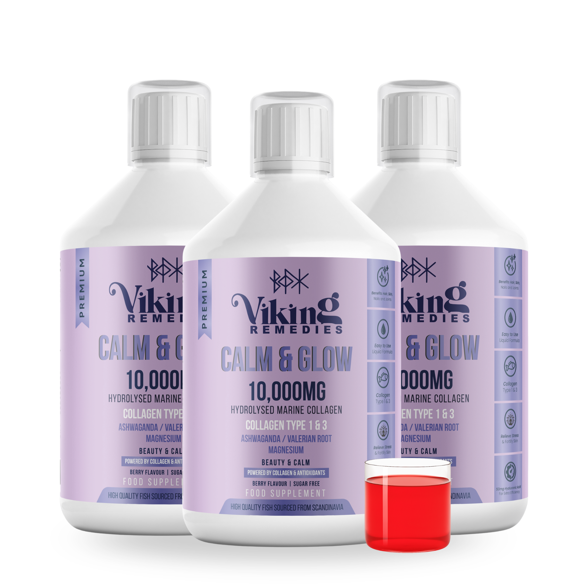 3 x Calm & Glow – Marine Collagen Liquid 60 Day Supply