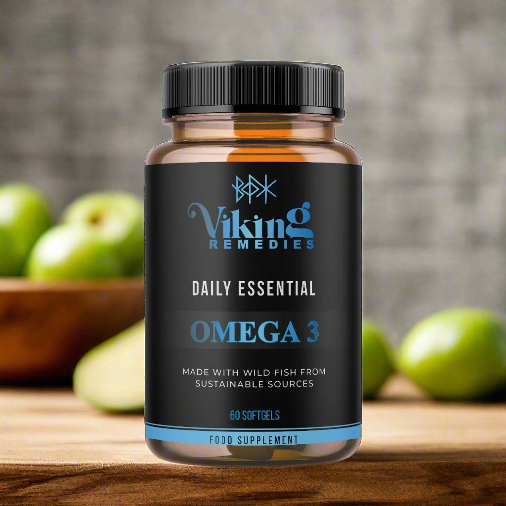 Viking Remedies Omega-3 supplement – daily essential formula to support cardiovascular health, cognitive performance, and joint flexibility.