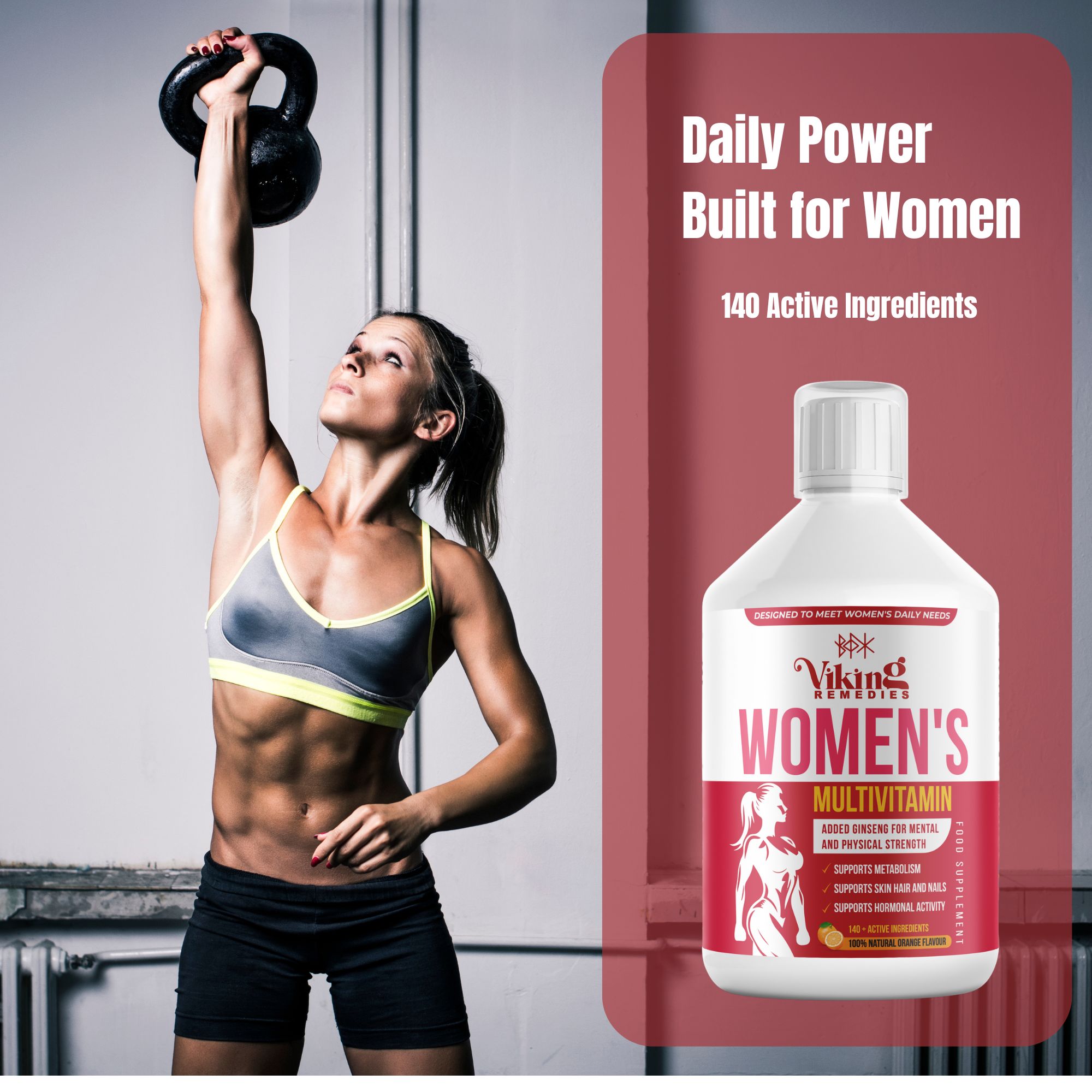 Women’s health supplement – Liquid Multivitamin with 140+ essential nutrients to boost vitality, strengthen immunity, and support overall female wellness.