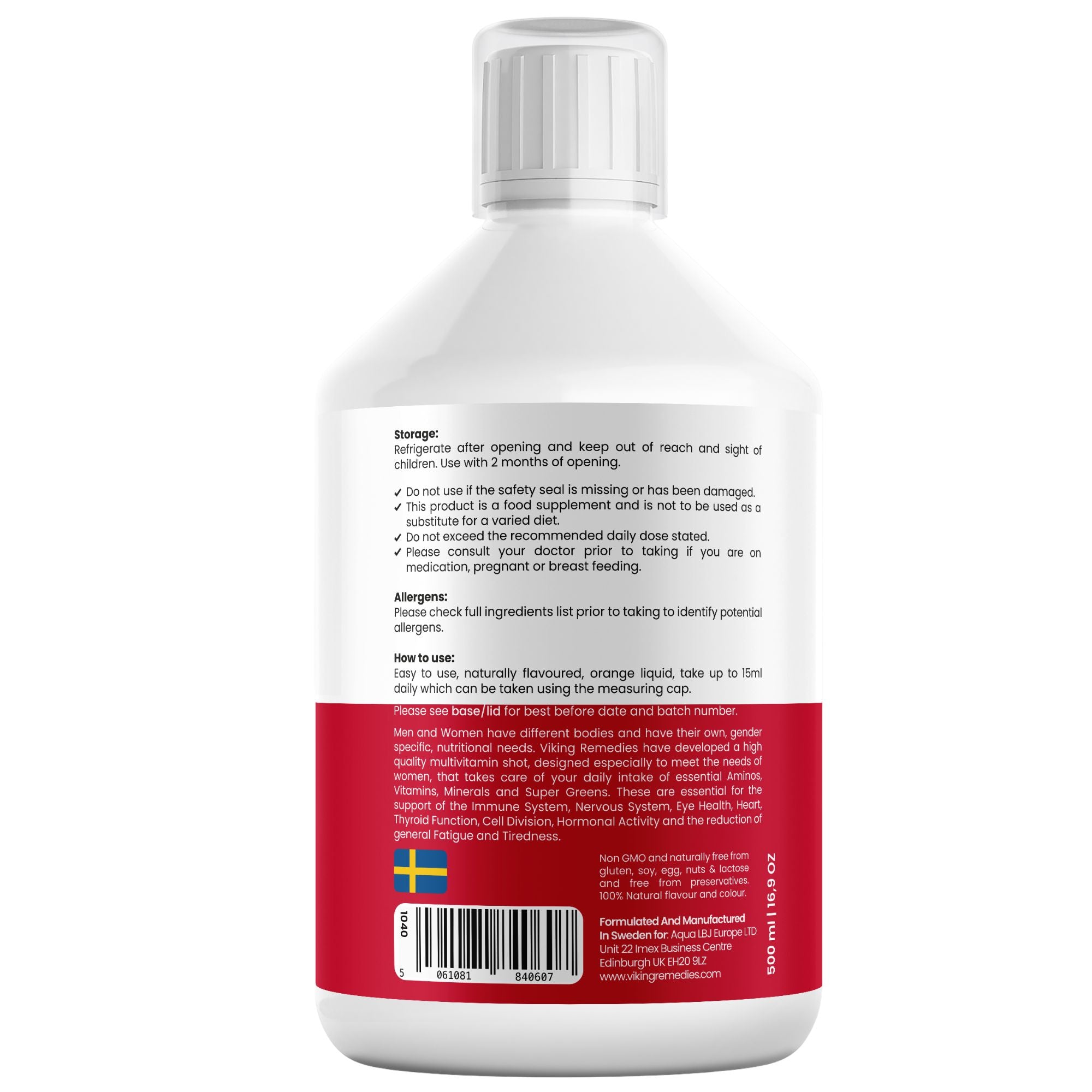 Premium Liquid Multivitamin for Women – high-potency supplement providing 140+ essential vitamins and minerals for energy, bone health, and overall well-being.