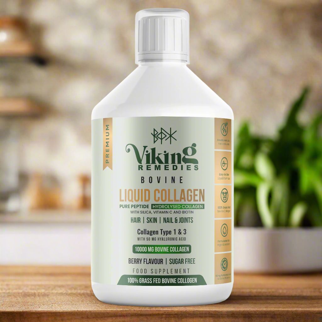 Bovine Collagen Liquid bottles, formulated to support beauty and mobility from within. Ideal for skin hydration, joint flexibility, and overall well-being. See details for usage and benefits.