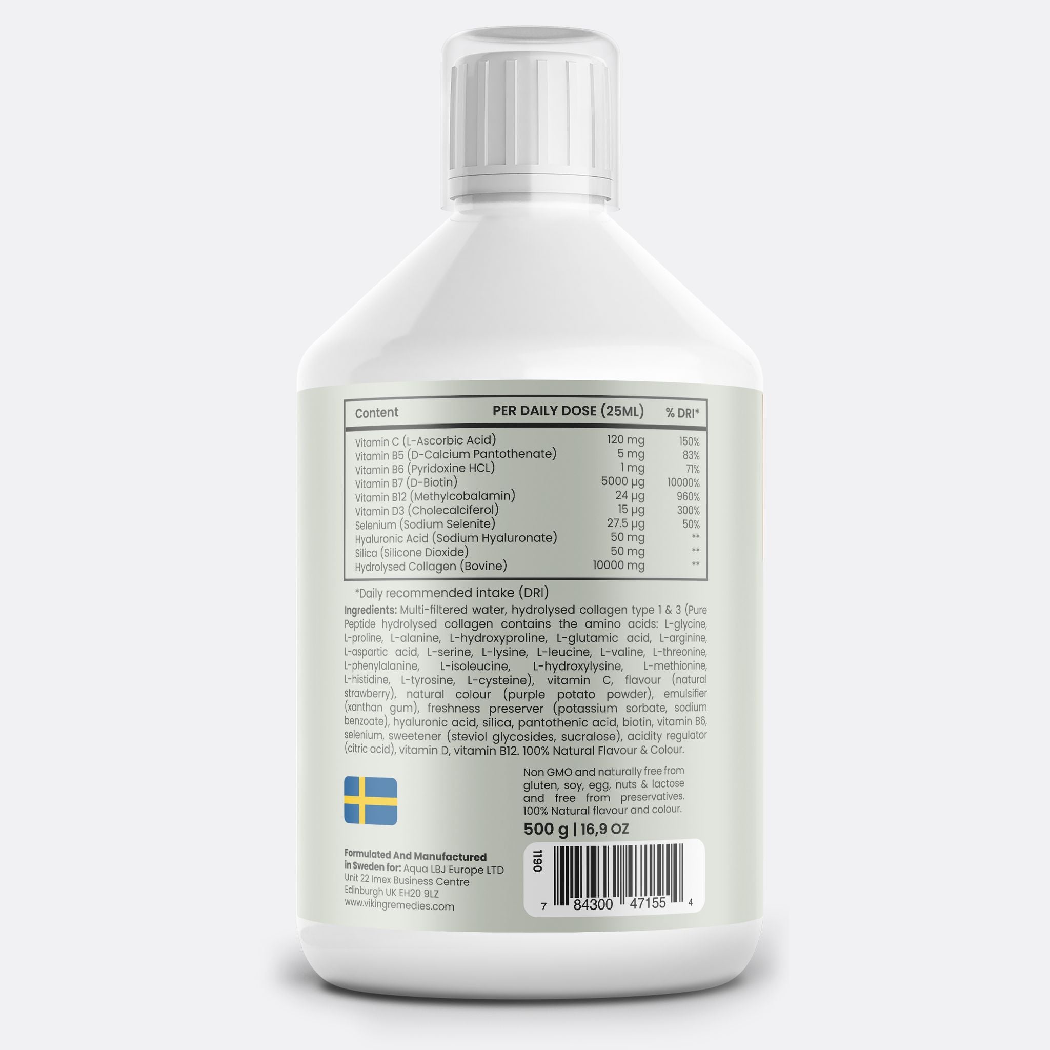 Double pack of 500ml Bovine Collagen Liquid bottles, rich in collagen peptides to promote skin elasticity, joint mobility, and healthy hair growth. View full details for quality and nutritional information.