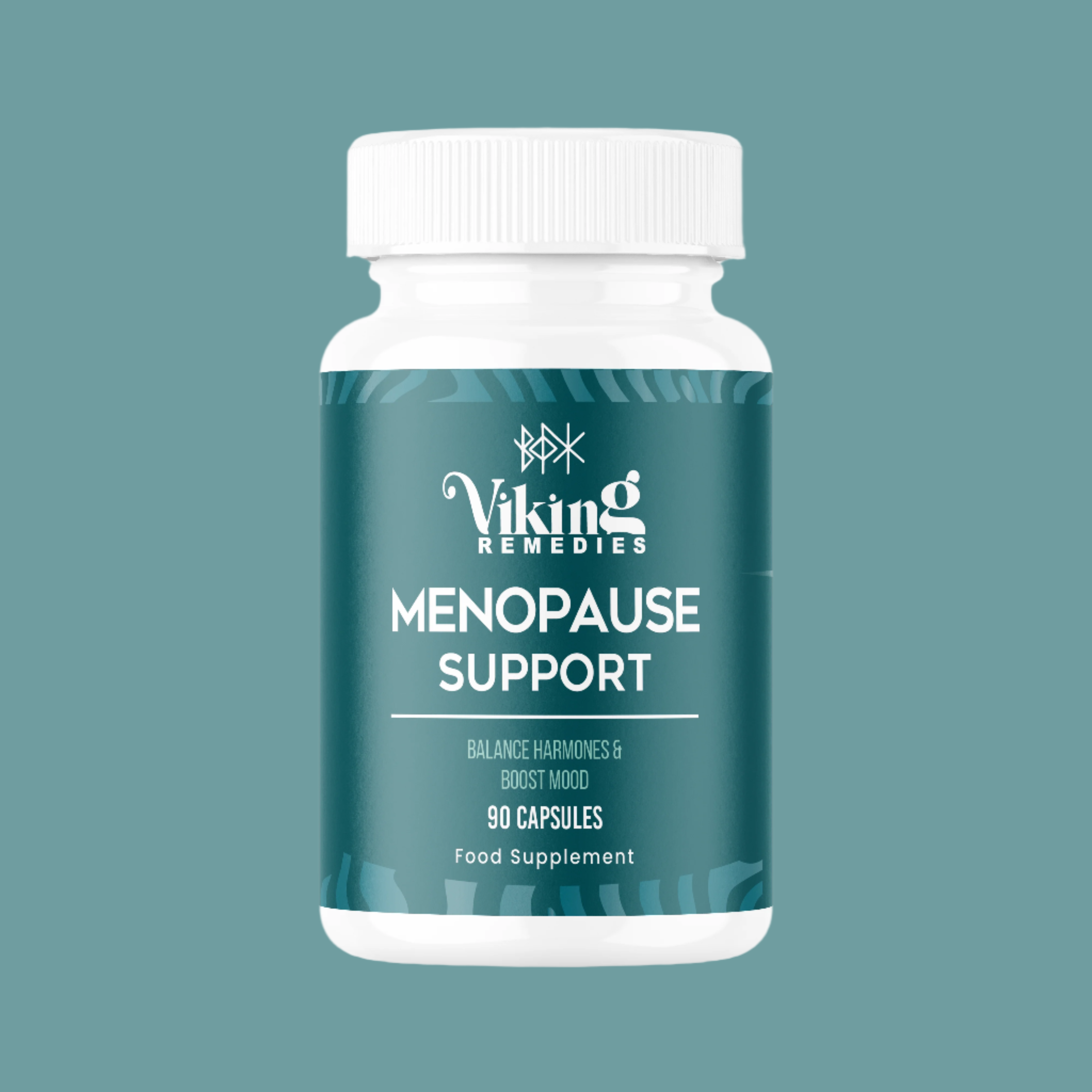 Bottle of Menopause Support Supplement designed to balance hormones, reduce hot flushes, improve sleep, boost mood, and support overall well-being.








