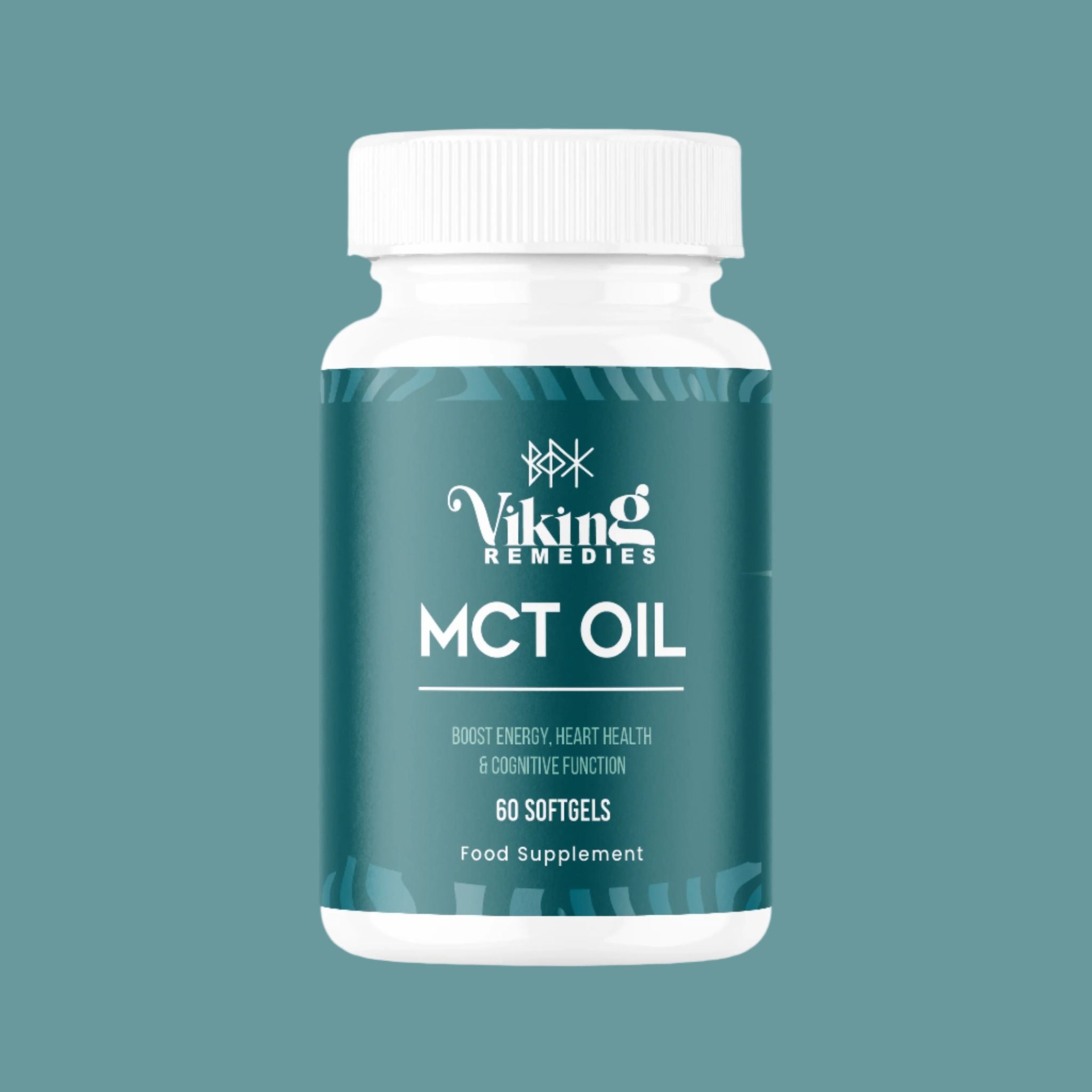 Viking Remedies MCT Oil Supplement Bottle – 60 Softgels for Weight Loss, Energy Boost, Heart Health, and Cognitive Function. Naturally extracted from coconut.