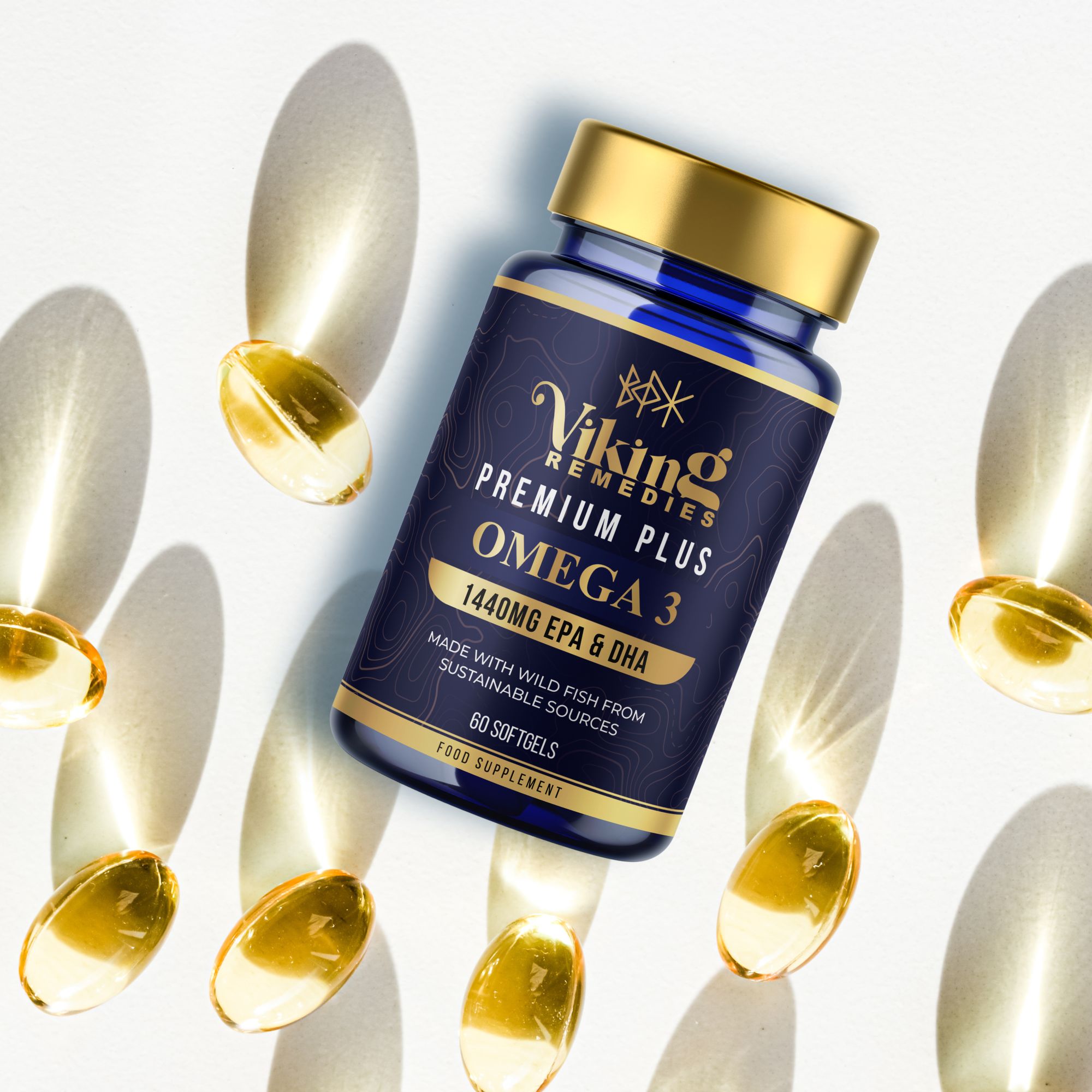 Premium Plus Omega-3 High EPA/DHA – extra strength fish oil supplement for improved heart health, brain performance, and overall wellness.
